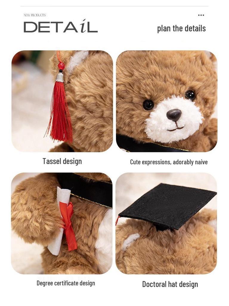 Graduation Teddy Bear Plush Toy - Cute Dr. Cake Bear Stuffed Animal Gift for Girls' Birthday