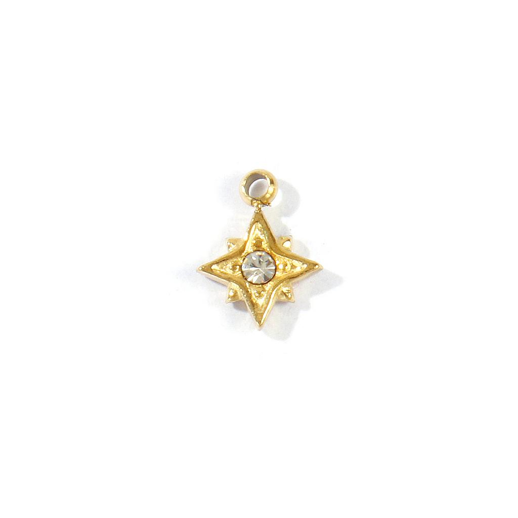 1 Piece Mini Flower Heart Star 304 Stainless Steel Charms Multicolor Cubic Zirconia 18K Gold Plated Pendant DIY Necklace Making