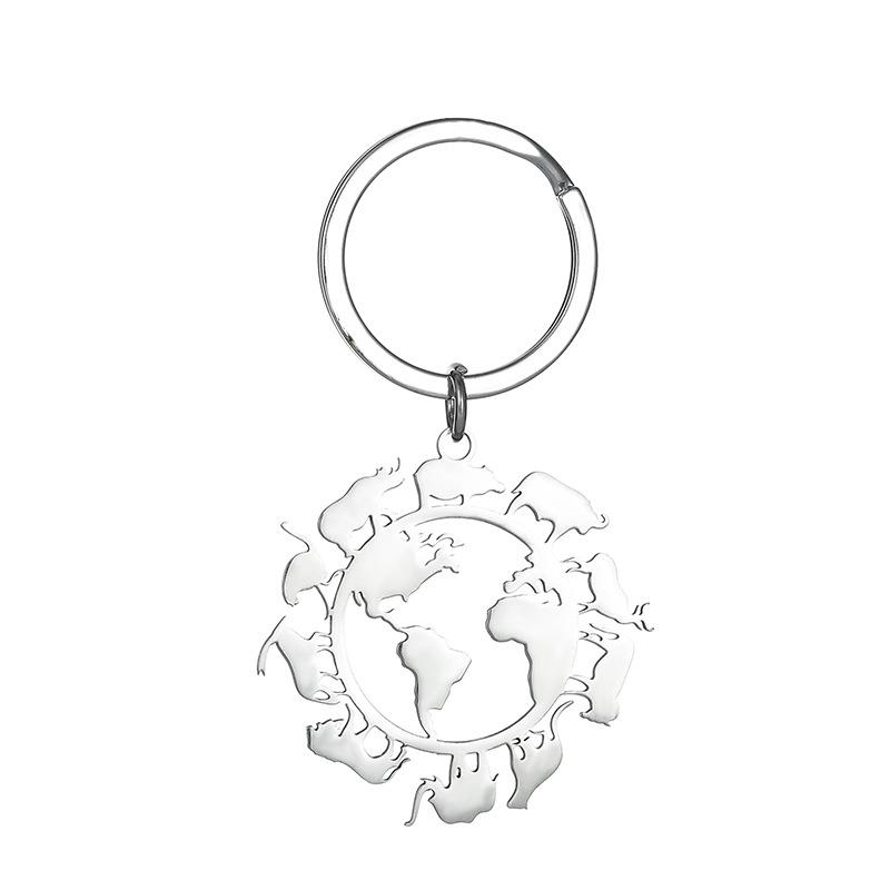 Building Animal Stainless Steel Keychain Modern Minimalist Style Fashion Couple Pendant Practical Daily Bag Charm