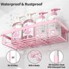 5-Pack Adhesive Shower Caddy Organizer – Rust-Resistant Pink Bathroom Shelf Set for Shampoo & Toiletries, No-Drill Wall Storage