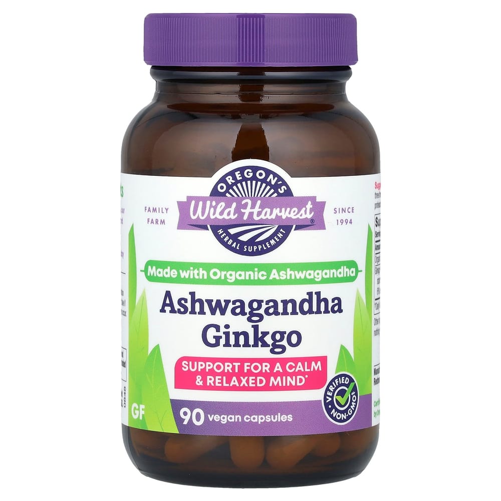 Oregon's Wild Harvest Ashwagandha Ginkgo Gelatin Capsules, 90 Count