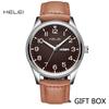 HELEI Sport Men Watch Top Brand Luxury Military Waterproof Male Clock Quartz Business Original Leather Wristwatch Gift 9007AL
