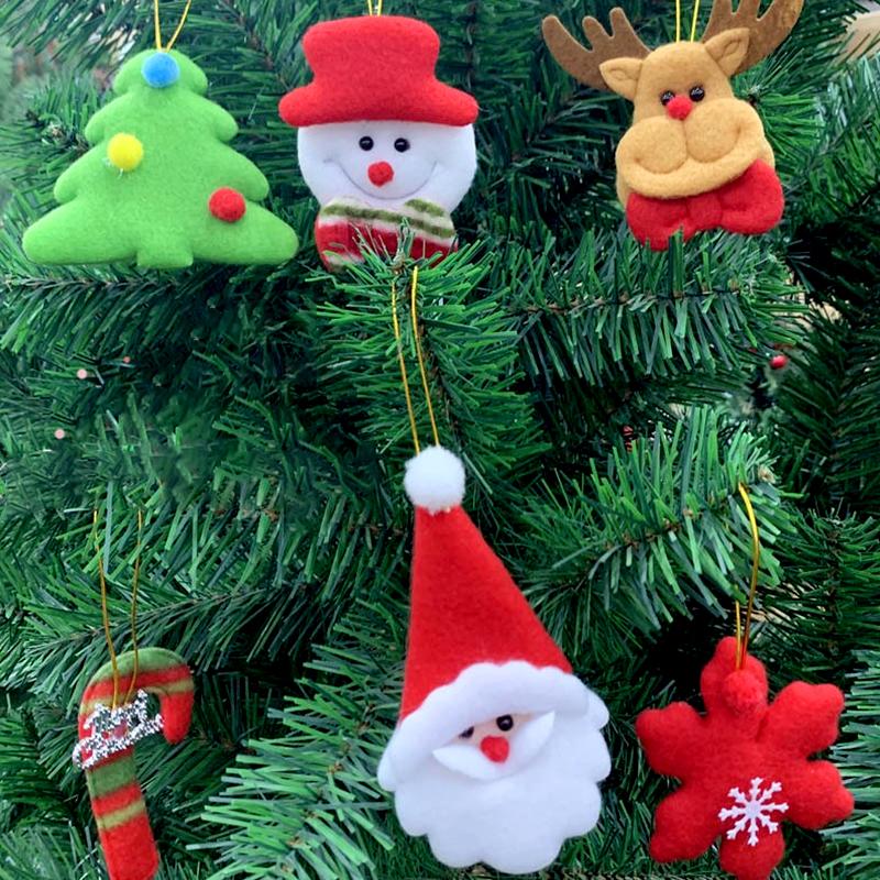 6Pcs/Set Snowman Hanging Reindeer DIY Santa Claus Felt Fabric Snowflake Cute Christmas Ornament Xmas Tree