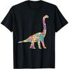 SunFrot T Rex Dinosaurier, Blumen T-Shirt - Unisex-Erwachsene_Kinder, Schwarz, Klein, Kurzarm, Baumwolle 100%