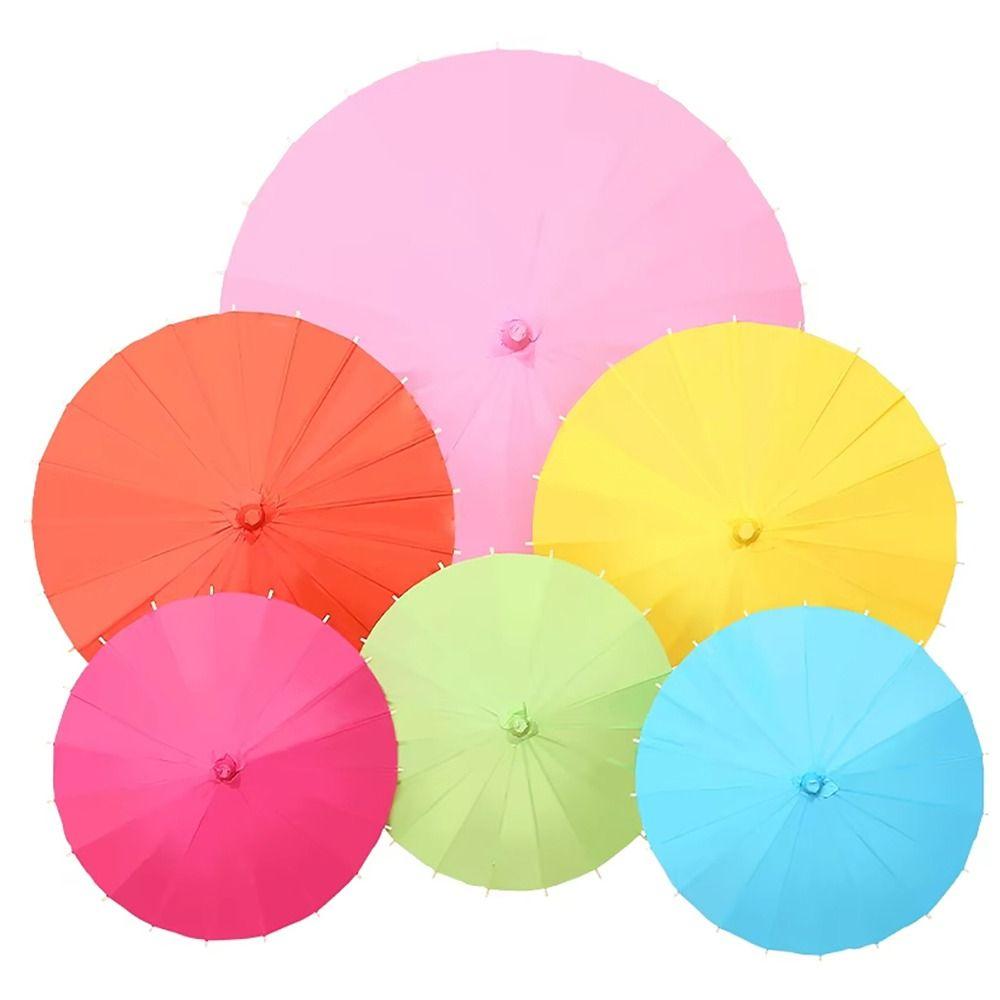 1Pcs Long-handle Paper Umbrella Photography Prop  for Baby Shower Anniversary Wedding Birthday