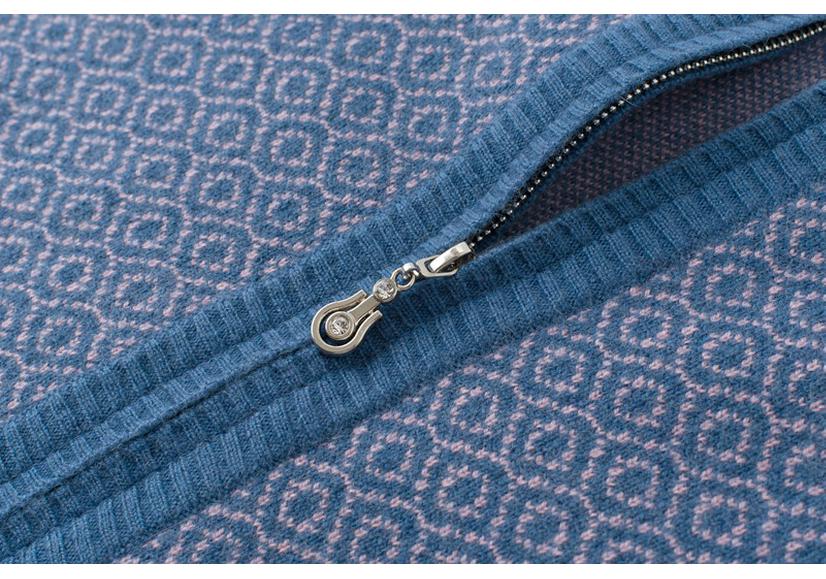 Stylish Thickened Wool Stand-Up Collar Cardigan for Middle-aged & Elderly Moms – Autumn/Winter Loose Zipper Knit Sweater Coat