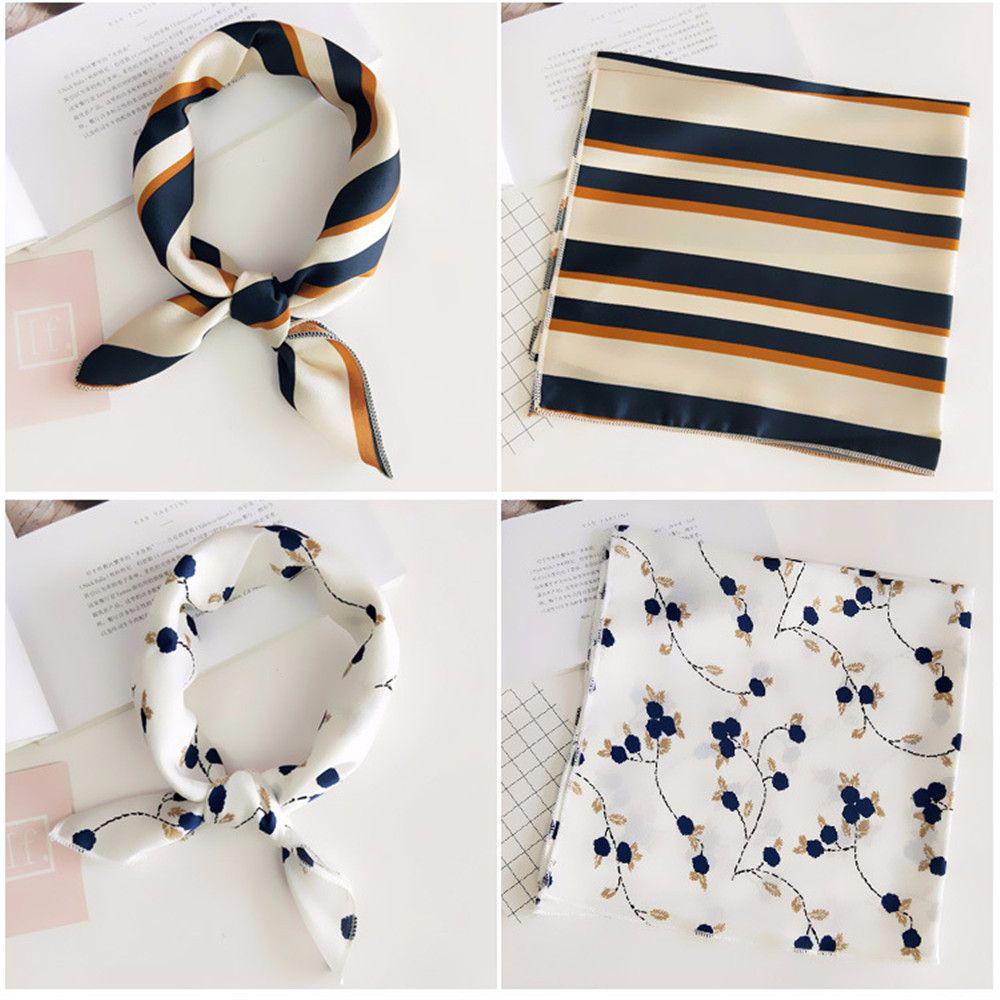 Fashion Small Vintage Elegant Hair Tie Band Silk Feel Satin Head Neck Square Scarf