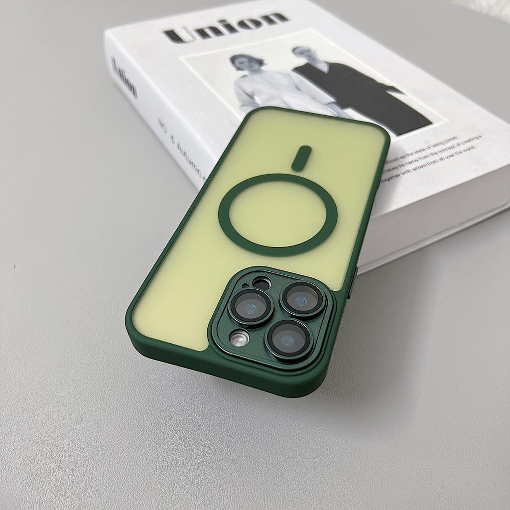 Magnetic Luxury Matte Translucent Armor Shockproof Case for IPhone 16 15 14 13 12  Pro Max for Magsafe Wireless Charge Cover