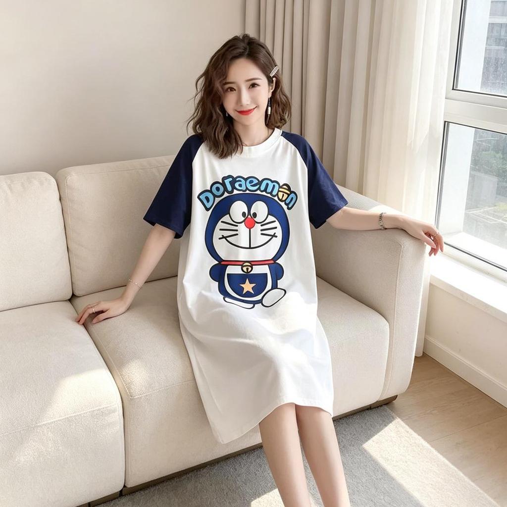 Set Pigiama Estivo da Donna Stile Coreano - Camicia da Notte a Maniche Corte, Carino Taglia Grande per Donne e Studentesse