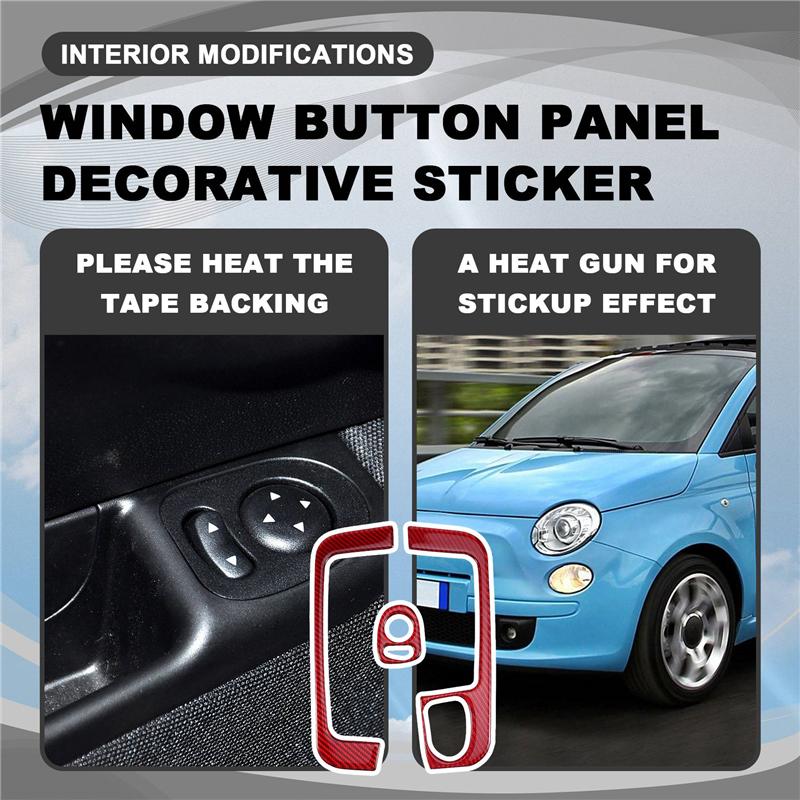 A16P-Window Button Panel Decorative Sticker Interior Modifications For Fiat 500 2008-2011 Abarth 595 2012-