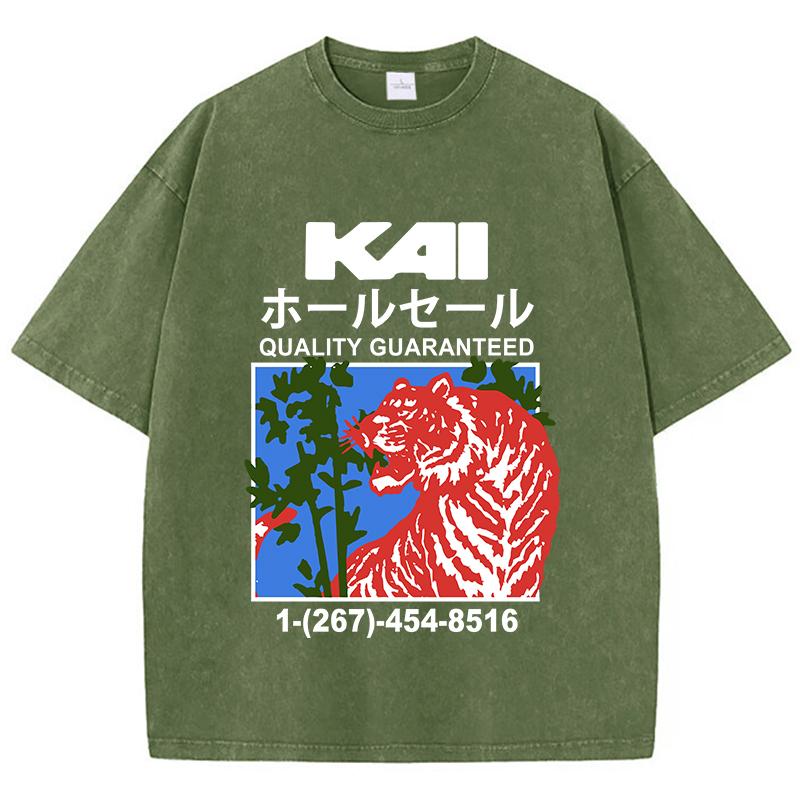 

Oversized Woman Washed TShirts Jungle Tiger Vintage Print Short Sleeve Cotton Crewneck Oversize Tops Fashion Female Clothes S