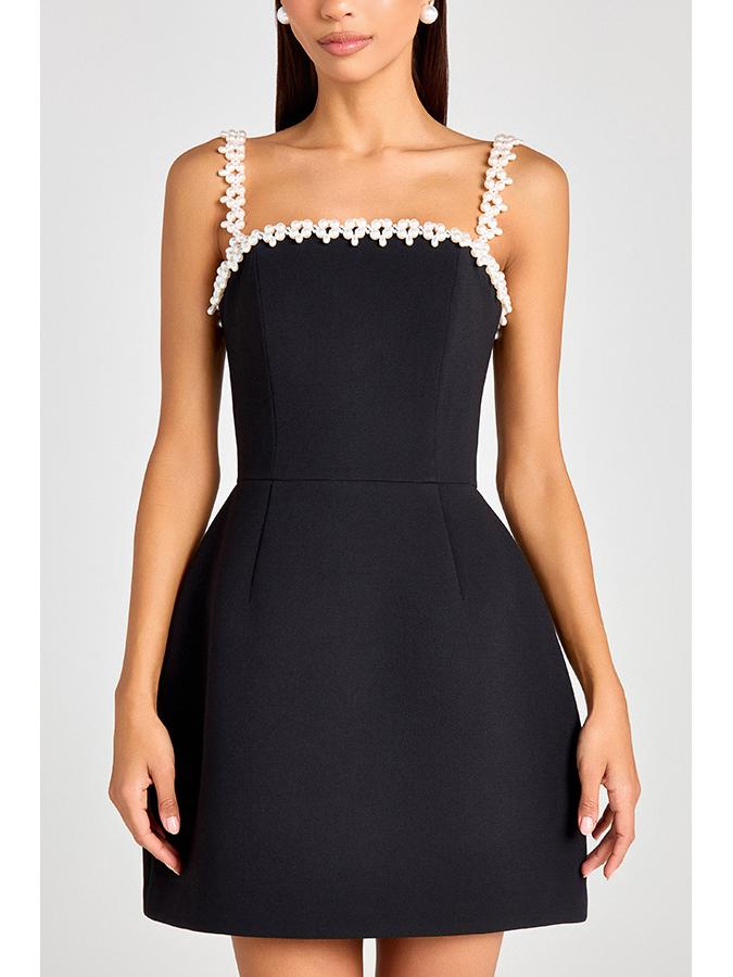 2025 Sommer Sexy Perlen-Träger-Minikleid für Damen - Einfarbig, Europäischer & Amerikanischer Stil