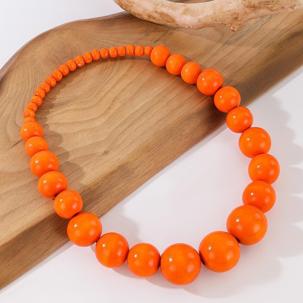 Geometric Handmade Beaded Necklace For Women Men With Large Wooden Balls Art Jewelry