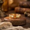 Natural Yellow Citrine Ring, 925 Sterling Silver Gold Plated Ring, Hammered Band Ring, Promise Ring, Gift For Birthday, Gift Ring