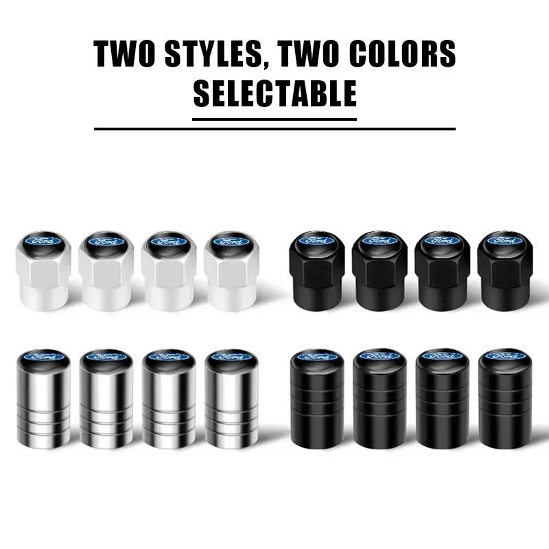 Naklejka na samochód 4 szt. Nakrętki na wentyle opon samochodowych Metalowe Nakrętki na wentyle powietrza kół do Forda Focus 2 3 Fiesta Ranger Mondeo Kuga Musta