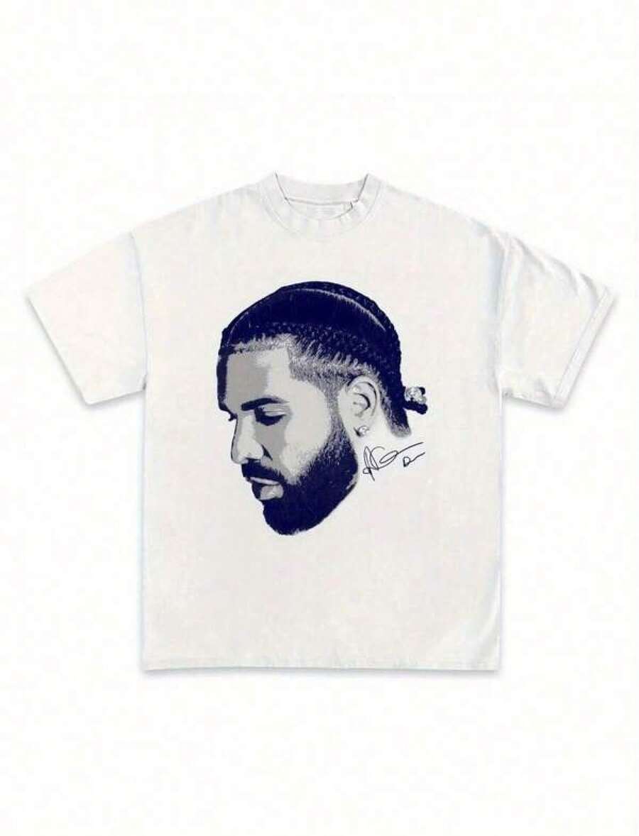 

Women Top Drake Rapper Graphic White CottonShirt Unisex Hop Style Crew Neck Short Sleeve Loose Fit S