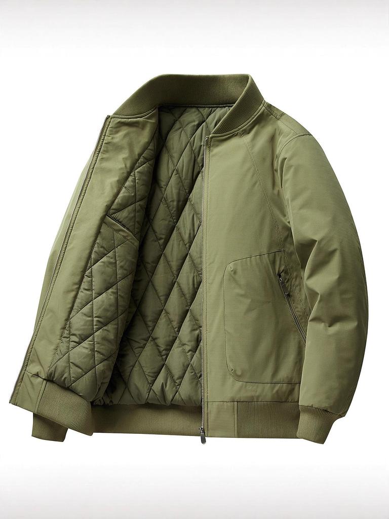 Men's Thickened Cotton Baseball Collar Jacket - Windproof American Workwear Style, Warm Autumn/Winter Outerwear
