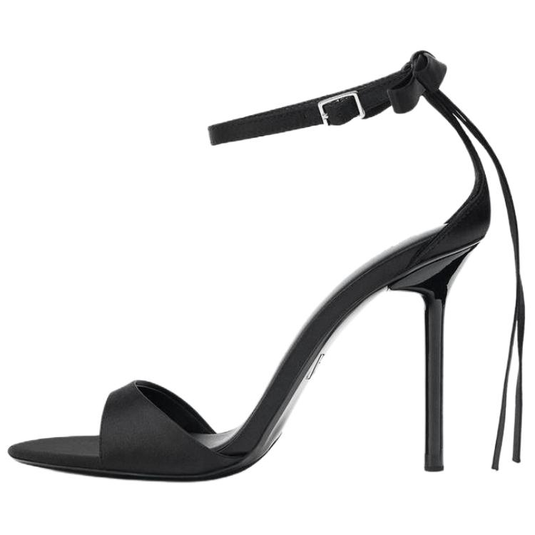 Zara Minimalist Fashion One-Strap Sandals 10.5Cm Women sandals Black 3301610800