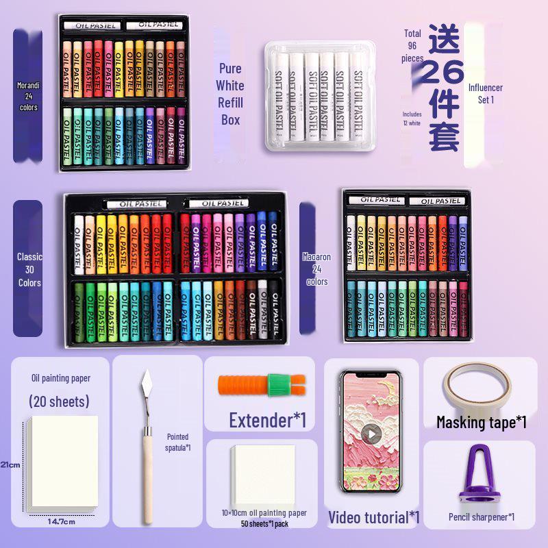 Super Soft Oil Pastel Set with Brush & Scraper Tools - Perfect Crayons for Kids' Birthday Gifts & DIY Projects