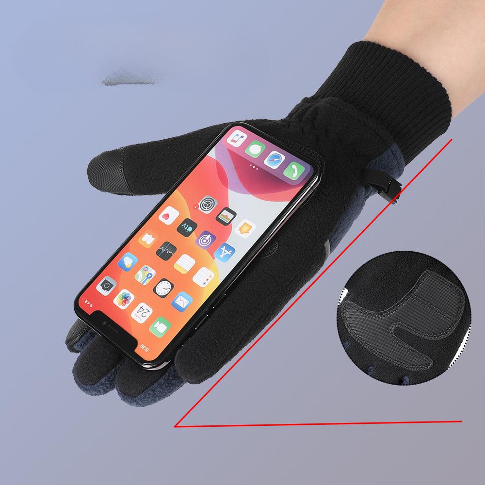 Warm Gloves for Men Thickened Windproof Waterproof and Fleece Outdoor Driving and Cycling Sports Autumn and Winter Fleece Gloves