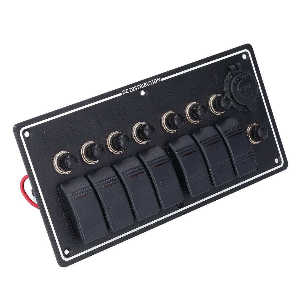 7 Gang Rocker Panel, 12V 7 Appliance Control with Overload Protector, Suitable for Boats, Yachts, RVs, Aluminum Alloy ABS Material, IP65