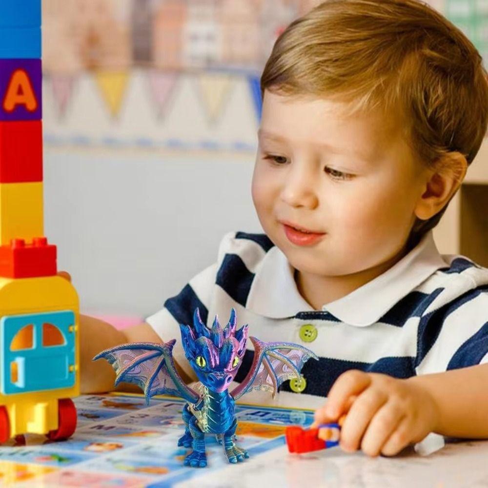 Multi-jointed Flying Dragon Figures Articulated Dragon Model Toy 3D Printed Dragon Desk Decoration