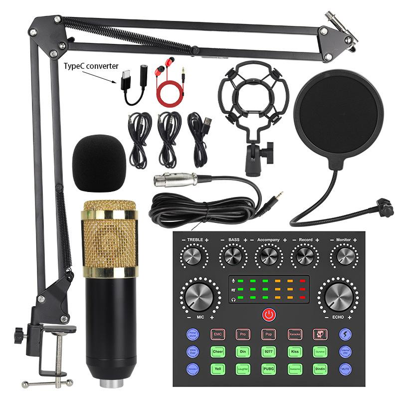 V8S Live Sound Card Podcast Equipment Bundle,with Microphone Set Device,Music/Recording Live Streaming For DJ Disco Device