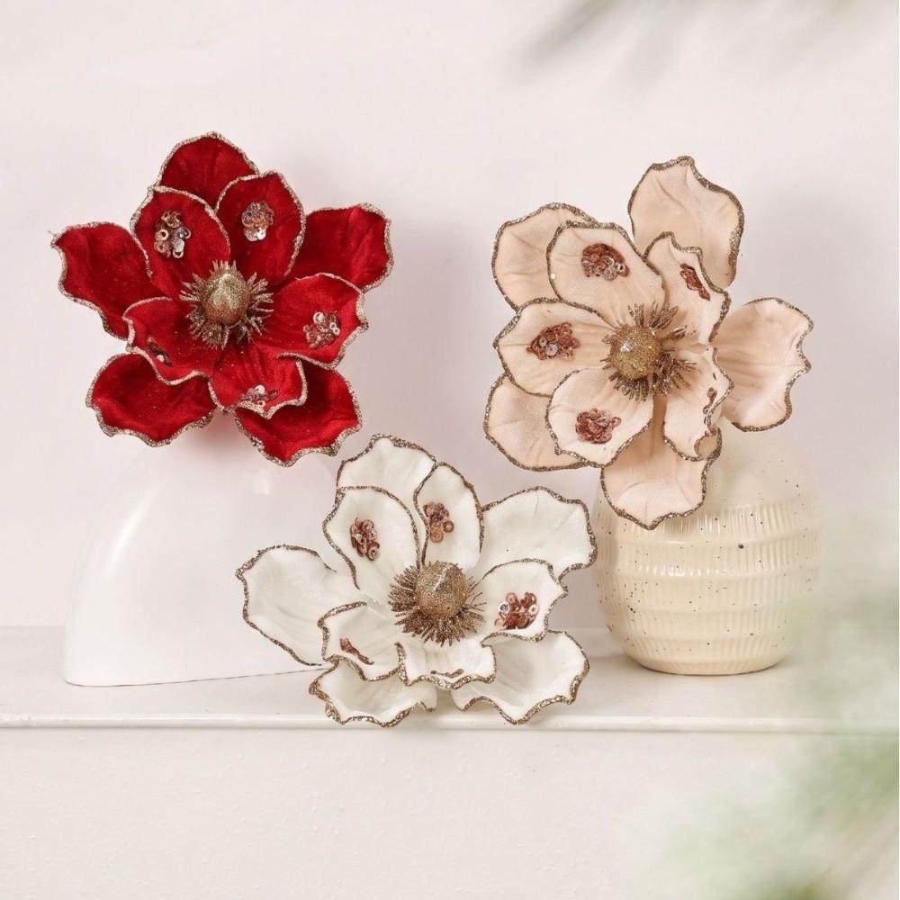 Sequins Christmas Glitter Flower 21CM Simulation Flowers New Sequins Flower Home Decoration