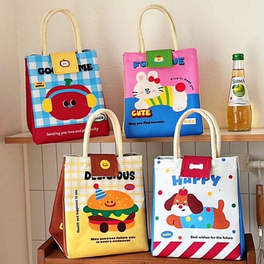 Waterproof Cartoon Thermal Tote With Handle Insulated Storage Pouch Cute Lunch Box Bag Picnic