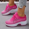 Women's Shiny Rhinestone Platform Wedge Sneakers Breathable Knit Non Slip Walking Tennis Shoes Woman Fashion Thick Sole Sneakers