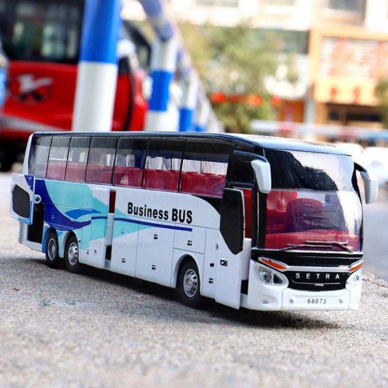 1/32 Electric Tourist Toy Traffic Bus Alloy Car Model Diecasts Simulation Metal Toy Business Bus Model Sound and Light Childrens Gift