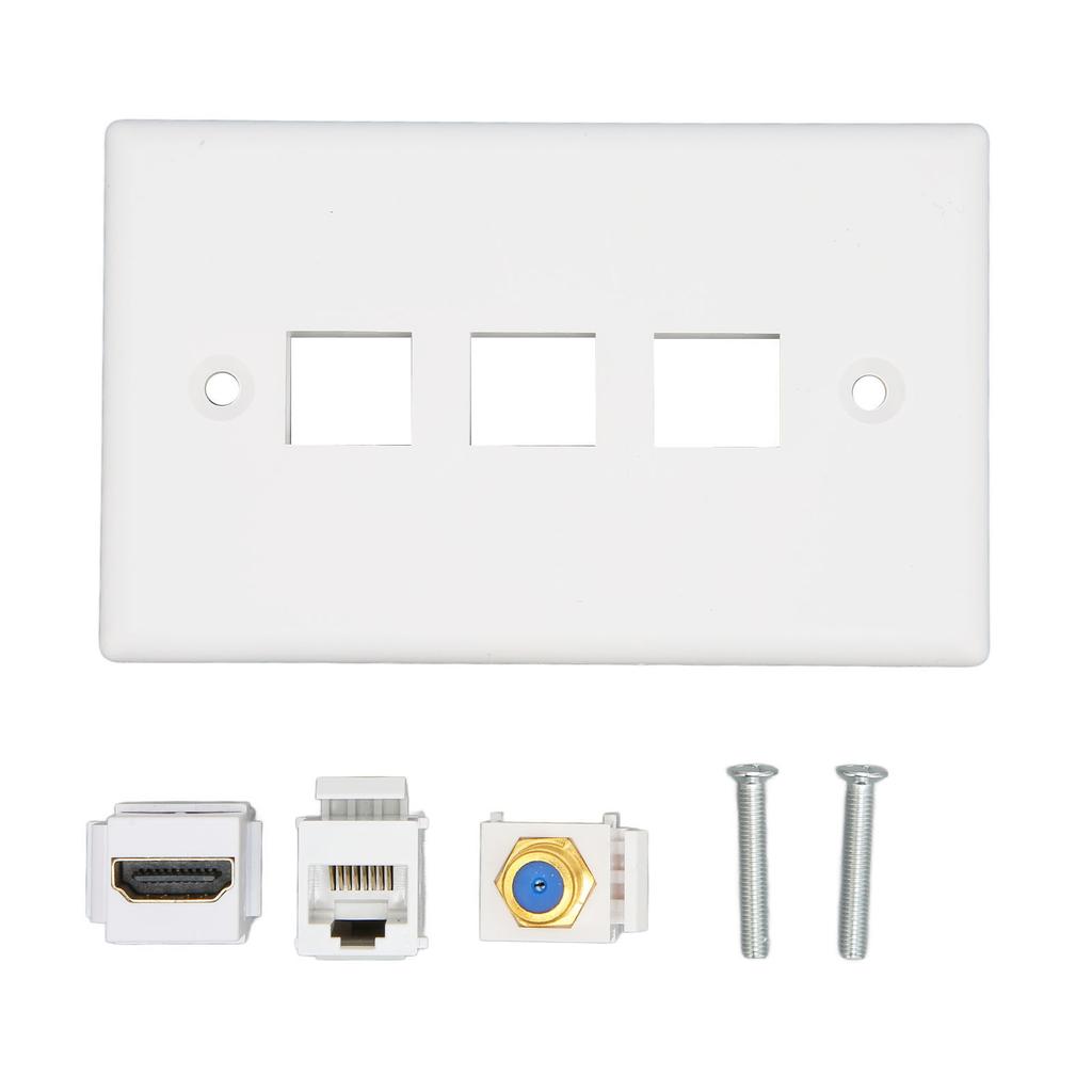 HD Multimedia Interface Wall Plate Multifunction CAT6 TV F Head 3 Port Ethernet Wall Plate for HDTVs