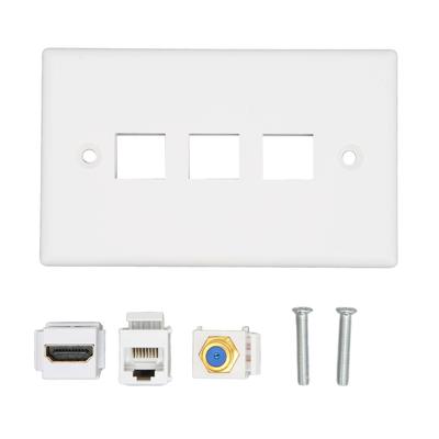 HD Multimedia Interface Wall Plate Multifunction CAT6 TV F Head 3 Port Ethernet Wall Plate for