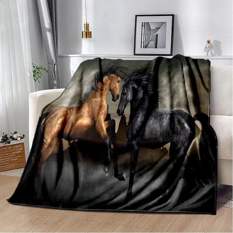Horse Animal Pentium Gallant Steed Blanket,Soft Throw Blanket for Home Bedroom Bed Sofa Picnic Travel Office Cover Blanket Kids