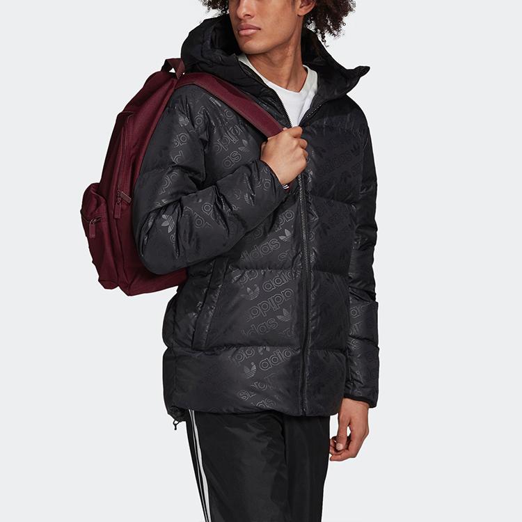 Adidas Originals Trefoil H Down Jacket Reversible Full Print Warm Hooded Outerwear Men Outerwear Black ED5839
