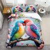 Parrot Flower 3D Printed Bedding Linen Set Elegant Luxury Home Textiles Duvet Cover set Soft Comfortable Quilt Cover Pillowcases