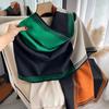 Fashion Korean-Style Colorblocked Faux Cashmere Scarf For Women Air Conditioner Shawl Elegant Thickened Cold-Proof Wrap For Autu