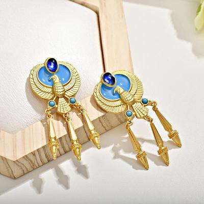 Medieval Egyptian Eagle Tassel Earrings: Vintage Retro Palace Style