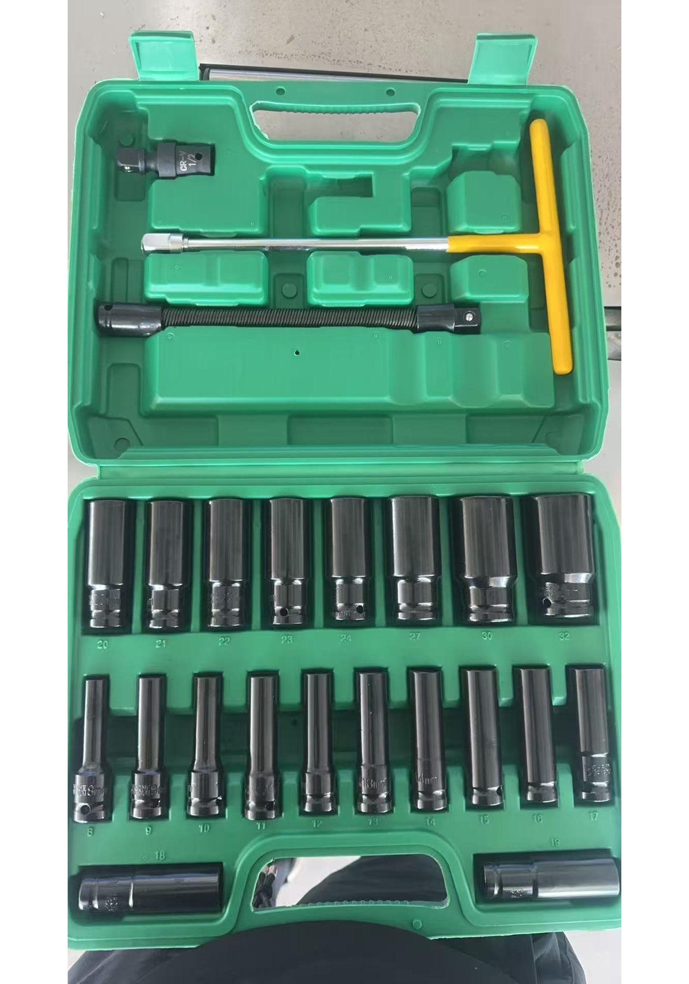 23-Piece Industrial 1/2  Hex Socket Set (8-32mm) for Electric Wrenches