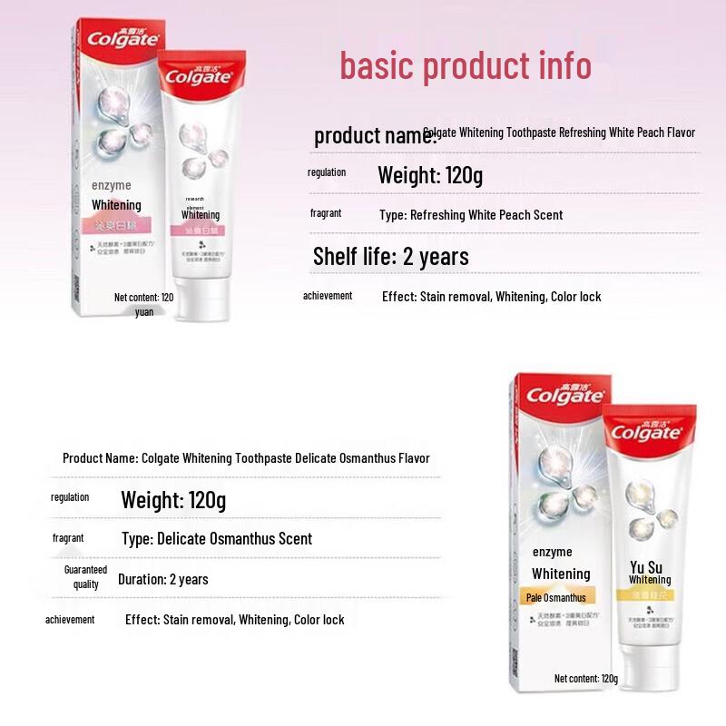 Colgate Whitening Toothpaste Refreshing Peach (3x120g) & 2 Toothbrushes