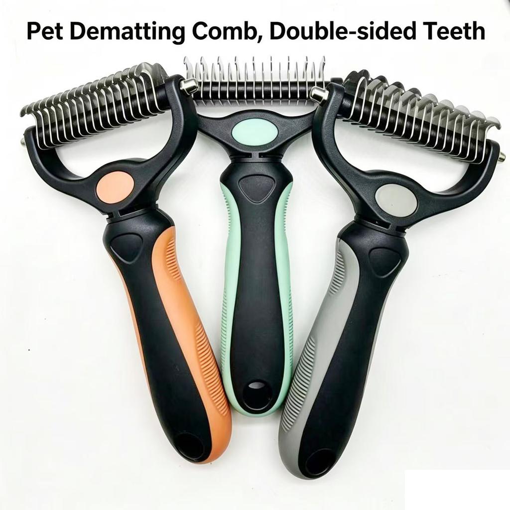 Double Sided Pet Dematting Comb Stainless Steel Undercoat Rake for Pet Efficiently Remove Mats and Tangles Custom Logo