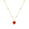 Fashion Stainless Steel Bead Chain Red Resin Heart Pendant Gold Necklace 2238
