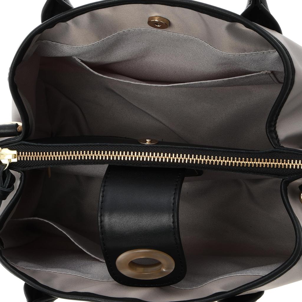 [Perke] Nylon and Cowhide Leather Utility 2-Way Tote Bag S