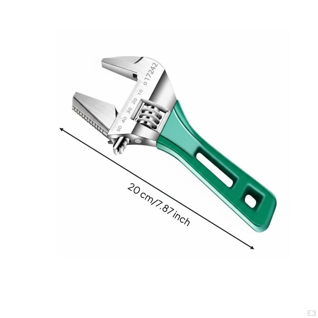 Short Handle Adjustable Spanner Heavy Duty Plumbing Wrench NonSlip Grip Wide Opening