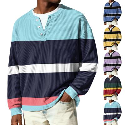 Herren Button-Down Kragen Langarm Rippstrick Pullover