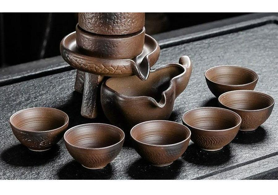 Original Purple Clay Small Tea Set: Ceramic Teapot, Lid Bowl, and Tea Cups for Office or Home Gongfu Brewing.