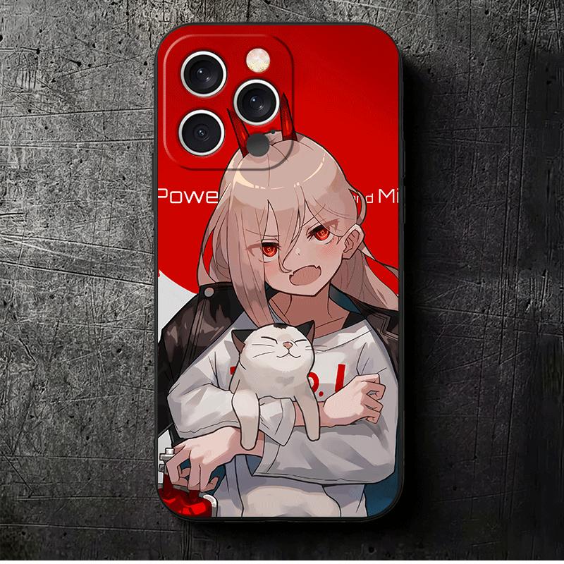 Anime Character Power CSM Soft Phone Case for iPhone 16 16E 17 Air 15 Pro Max 14 Plus 13 Mini 11 12 7 Black Cover Back Shell