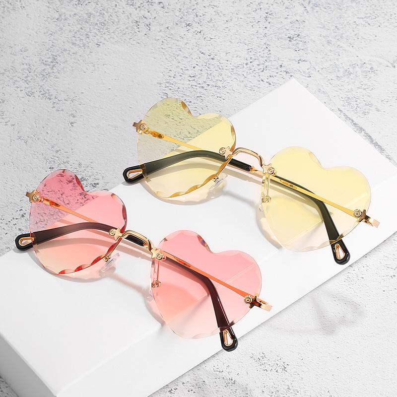 Rimless Sunglasses, Trendy Personalized Street Shot Heart-Shaped Sunglasses, Love Sunglasses For Women