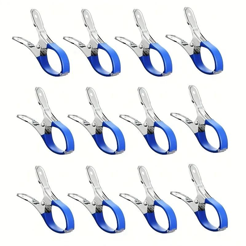 

10pcs Durable Stainless Steel Pool Cover Clips with Plastic Handles - Heavy Duty Windproof Spring Clips Clothesline Clip