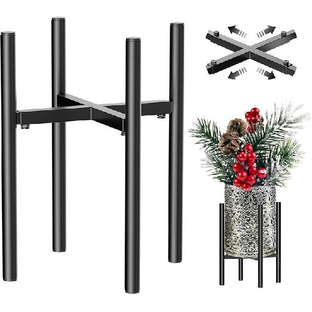 H HOMEXIN Adjustable Plant Stand Indoor, Metal Plant Stand 8 to 12 Inches, Single Floor Plant Pot Stand Mid Century Plant Holder for Indoor Outdoor
